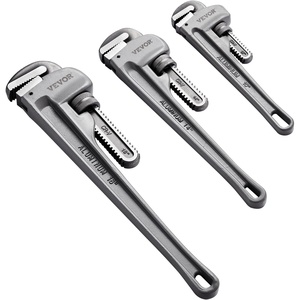 VEVOR Pipe Wrench, 18″ Aluminum Straight Pipe Wrench, Adjustable Plumbing Wrench, with High Strength Jaw and Ergonomic Handle, Easy to Carry, Hangable Design, for Water Pipes, Automotive Repairs(10″ 14″ 18″ Pipe Wrench Set)