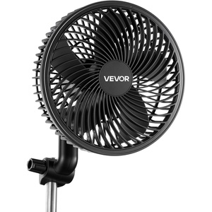 VEVOR Plant Fan, Grow Tent Clip On Fan, Type-C Port with 9 Speeds & Circulation Mode, Powerful Oscillating, for Hydroponics Circulation Cooling, Black, 2 Pack