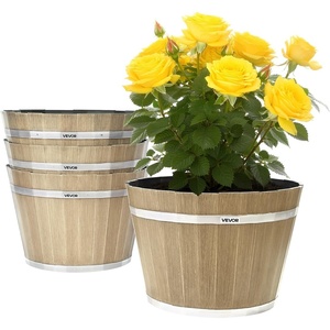 VEVOR Plant Pot, 12-Inch Ceramic Pots for Plants with Drainage Holes, Non-Slip Pads & Detachable Saucer, Modern Ceramic Flower Pots, Indoor and Outdoor Tree Planter Pot, Home & Office(11.81 in  4 Pcs)