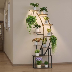 VEVOR Plant Stand Indoor with Grow Lights, 63 in Tall 9-Tier Lighted Plant Shelf, Metal Corner Plants Holder, 3 Timer & 10 Brightness, Curve-Shaped Flower Display Rack for Living Room Balcony Decor(Black  1 Pack Half Moon)