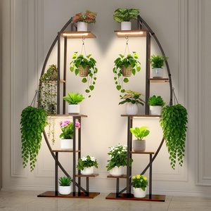 VEVOR Plant Stand Indoor with Grow Lights, 63 in Tall 9-Tier Lighted Plant Shelf, Metal Corner Plants Holder, 3 Timer & 10 Brightness, Curve-Shaped Flower Display Rack for Living Room Balcony Decor(Black  2 Pack Half Moon)