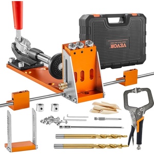 VEVOR Pocket Hole Jig, 56 Pcs Mini Jig Pocket Hole System with 9″ C-clamp, Step Drill, Wrench, Drill Stop Ring, Square Drive Bit, and Screws, for DIY Carpentry Projects(Ultra)