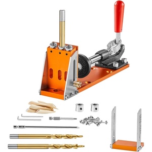 VEVOR Pocket Hole Jig, 56 Pcs Mini Jig Pocket Hole System with 9″ C-clamp, Step Drill, Wrench, Drill Stop Ring, Square Drive Bit, and Screws, for DIY Carpentry Projects(Pro)