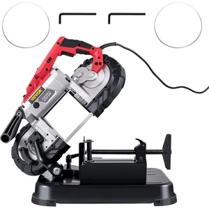 VEVOR Portable Band Saw, 110V Removable Alloy Steel Base 5 Inch Cutting Capacity Hand held Variable Speed Portable Bandsaw, 10Amp Motor Deep Cut Band saw for Metal Wood(with Base)
