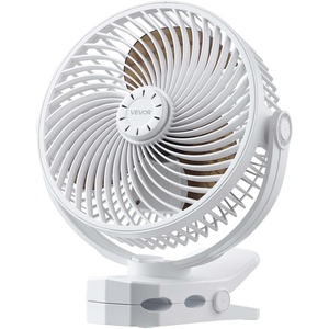 VEVOR Portable Clip Fan, Rechargeable Clip On Fan with Light, USB Port with 3 Speeds & Circulation Mode, Strong Airflow Sturdy Clamp, Long Runtime for Desk, Golf Cart,Outdoor Camping Treadmill,Black(Portable Clip Fan  White)