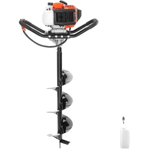VEVOR Post Hole Digger, 43cc 1250W Auger Post Hole Digger, Gas Powered Earth Digger with 8″ Earth Auger Drill Bit, 30 inch Long Alloy Steel Auger, for Farmland, Garden and Plant, EPA Certification(43CC)
