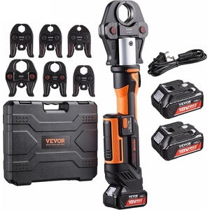 VEVOR Press Tool, 18V Electric Pipe Crimping Tool for 1/2″, 3/4″, 1″ Copper Pipes, 24KN Press Tool Kit Compatible with ProPress – with 3 Press Jaws, 2pcs 18V 2AH Battery, Fast Charger & Carrying Case(Standard Size)
