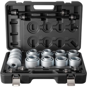 VEVOR Pull and Press Sleeve Kit, 28 PCS, Steel Bush Removal Insertion Sleeve Tools with Carrying Case, Compatible with LCV and HGV Engines, for Removing and Installing Bushings, Bearings, and Seals