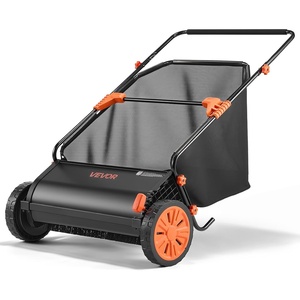 VEVOR Push Lawn Sweeper 26 Inch Leaf & Grass Collector Strong Rubber Wheels | Heavy Duty Thickened Steel Durable to Use with Large Capacity 7 ft³ Mesh Collection Bag, 4 Spinning Brushes(26 inch Upgraded Version)