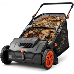 VEVOR Push Lawn Sweeper 26 Inch Leaf & Grass Collector Strong Rubber Wheels | Heavy Duty Thickened Steel Durable to Use with Large Capacity 7 ft³ Mesh Collection Bag, 4 Spinning Brushes(21 inch Classic)