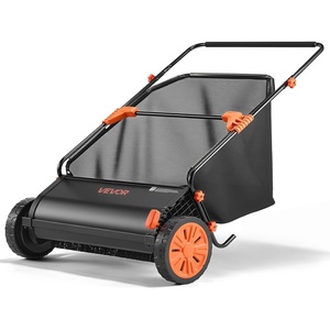 VEVOR Push Lawn Sweeper 26 Inch Leaf & Grass Collector Strong Rubber Wheels | Heavy Duty Thickened Steel Durable to Use with Large Capacity 7 ft³ Mesh Collection Bag, 4 Spinning Brushes(30 inch Upgraded Version)