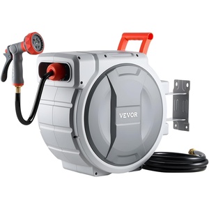 VEVOR Retractable Garden Hose Reel, 1/2 Inch x 145 ft Wall Mounted Hose Reel, Heavy Duty Garden Hose Reel with 9 Patterns Nozzle, Any Length Lock, Upgraded Slow Return System and 180°Swivel Bracket | Heavy Duty Garden Tool with 9 Patterns Nozzle, Any Length Lock, Upgraded Slow Return System, 180° Swivel Bracket & PP Shell(1/2 in x 100 ft)