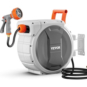VEVOR Retractable Garden Hose Reel, 1/2 Inch x 145 ft Wall Mounted Hose Reel, Heavy Duty Garden Hose Reel with 9 Patterns Nozzle, Any Length Lock, Upgraded Slow Return System and 180°Swivel Bracket | Heavy Duty Garden Tool with 9 Patterns Nozzle, Any Length Lock, Upgraded Slow Return System, 180° Swivel Bracket & PP Shell(1/2 in x 145 ft)