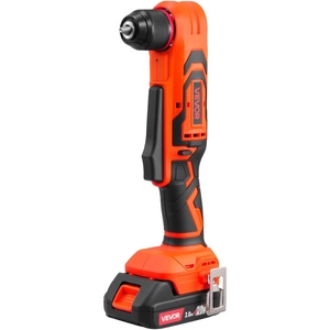 VEVOR Right Angle Drill, 3/8 Inch Chuck, 90 Degree Cordless Right Angle Drill with Brushless Motor, Battery, Charger, and Belt Clip, Adjustable Speed, for Fastening and Loosening in Tight Spaces