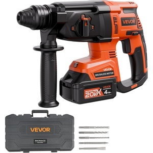 VEVOR Rotary Hammer Drill, 1-9/16 in SDS-Max Cordless, Heavy Duty 20V Battery Powered Rotary Hammer, Including 2 Batteries, Charger, Drill Bit, Pointed Chisel, Carrying Case, for Concrete, Masonry(1″)
