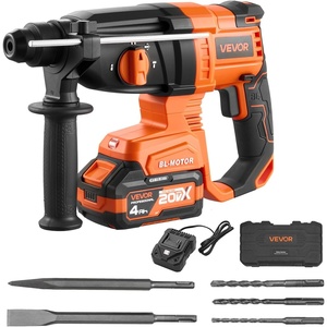 VEVOR Rotary Hammer Drill, 1-9/16 in SDS-Max Cordless, Heavy Duty 20V Battery Powered Rotary Hammer, Including 2 Batteries, Charger, Drill Bit, Pointed Chisel, Carrying Case, for Concrete, Masonry(7/8″ – 20V)