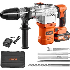 VEVOR Rotary Hammer Drill, 1-9/16 in SDS-Max Cordless, Heavy Duty 20V Battery Powered Rotary Hammer, Including 2 Batteries, Charger, Drill Bit, Pointed Chisel, Carrying Case, for Concrete, Masonry((1-9/16″ – 20V))