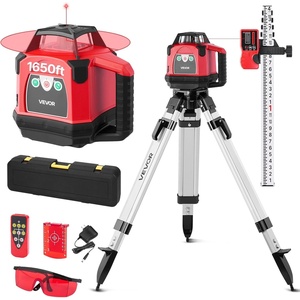VEVOR Rotary Laser Level Kit, 1650ft 360-Degree Self Leveling Red Horizontal Laser Transit,with Heavy-duty Tripod, Receiver, Remote Control, Toolcase, IP54 Waterproof, 0.06 in/100 ft for Construction(Red)