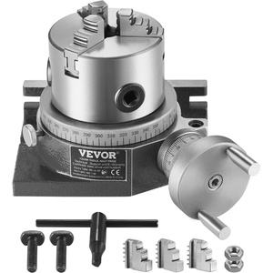 VEVOR Rotary Table for Milling Machines, 4”/ 100 mm, Horizontal Vertical Model Precision Milling Rotary Table, with 3.1”/80 mm 3-Jaw Chuck M10 T-Bolts Nuts, for Milling Engineering Indexing Tools