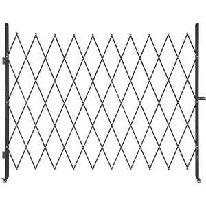 VEVOR Single Folding Security Gate, Lockable Scissor Gate with 360° Swivel Casters, Outdoor Barricade Steel Retractable Gates, for Entry Security, Garage, Warehouse & Pool, 94.49 x 86.81 in (W x H)