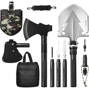 VEVOR Survival Shovel, 11 in 1 Camping Shovel Folding Multitool Kit, Portable and Compact, Stainless Steel, Multifunction for Off-Roading, Camping, Hiking, Outdoor, Survivalist and Emergency(16 in 1)
