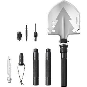 VEVOR Survival Shovel, 11 in 1 Camping Shovel Folding Multitool Kit, Portable and Compact, Stainless Steel, Multifunction for Off-Roading, Camping, Hiking, Outdoor, Survivalist and Emergency(11 in 1)
