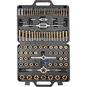 VEVOR Tap and Die Set, 86-Piece Metric and SAE Sizes M3 to M12, #4 to 5/8″, with Coarse and Fine Thread Taps and Dies, Wrench, Carrying Case and Complete Accessories, for Threading and Rethreading(86pcs(Titanium-Coated))
