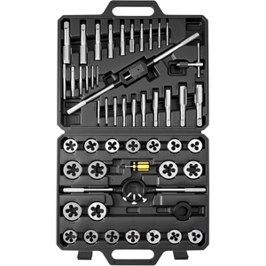 VEVOR Tap and Die Set, 86-Piece Metric and SAE Sizes M3 to M12, #4 to 5/8″, with Coarse and Fine Thread Taps and Dies, Wrench, Carrying Case and Complete Accessories, for Threading and Rethreading(Large-51pcs-Metric)