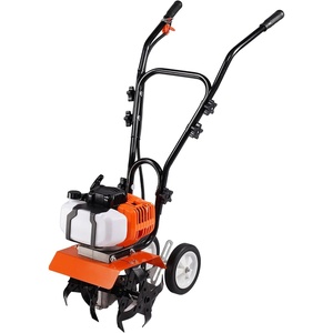 VEVOR Tiller Cultivator Gas Powered, 43CC 2-Stroke Garden Cultivator, Tiller with 4 Steel Adjustable Front Tines for Lawn, Garden and Field Soil Cultivation(43CC 2-Stroke)