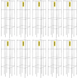 VEVOR Tomato Cages, 11.8″ x 11.8″ x 46.1″, 10 Packs Square Plant Support Cages, Silver PVC-Coated Steel Tomato Towers for Climbing Vegetables, Plants, Flowers, Fruits(Green)