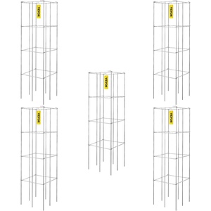 VEVOR Tomato Cages, 11.8″ x 11.8″ x 46.1″, 10 Packs Square Plant Support Cages, Silver PVC-Coated Steel Tomato Towers for Climbing Vegetables, Plants, Flowers, Fruits(Silver)