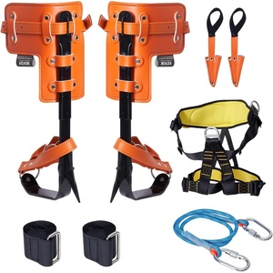 VEVOR Tree Climbing Spikes Set, 1 Pair Height-Adjustable Climbing Spurs with Security Harness and Utility Rope, 350lbs Load Capacity Tree Climbing Gear, Arborist Equipment for Climbers, Fruit Picking(Orange)