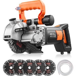 VEVOR Wall Chaser, 4800W Electric Wall Groove Cutting Machine, 6800 RPM Max Speed, Concrete Slotting Cutter with Guide Line, 5 pcs Blades, Adjustable Handle for Cutting Grooves in Brick, Concrete