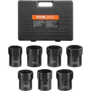VEVOR Wheel Bearing Locknut Socket Set – Remove and Install Wheel Bearing Lock Nuts 1/2 inch Drive 7 Piece SAE and Metric 6-Point Socket with Storage Case for Ford, Dodge, and Toyota Vehicles