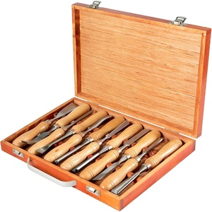 VEVOR Wood Chisel Sets 12pcs，Carving Hand Chisel 3-3/4Inch Blade Length with Red Eucalyptus Handle,Wood Tool Box(8.7 in)