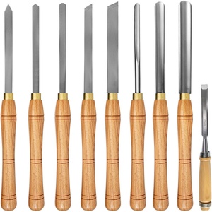 VEVOR Woodworking Lathe Chisel Set 8 Pieces HSS Steel Blades Wood Turning Tools Wooden Case for Storage for Carving Root Furniture One Free Chisel(8pcs)
