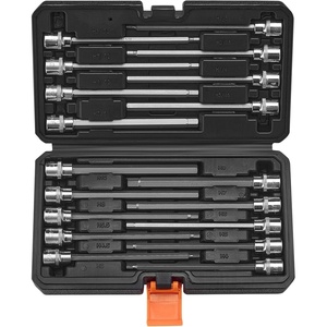 VEVOR XZN Triple Square Spline Bit Socket Set, 10-Piece M4 – M18, Premium Cr-V Steel, 1/4 in, 3/8 in, and 1/2 in Drives, with Enhanced Storage Case, Triple Square Socket Set for Hand Use, Automotive(18 PCS Hex)