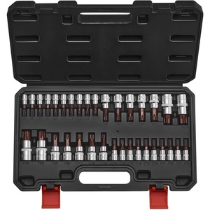 VEVOR XZN Triple Square Spline Bit Socket Set, 10-Piece M4 – M18, Premium Cr-V Steel, 1/4 in, 3/8 in, and 1/2 in Drives, with Enhanced Storage Case, Triple Square Socket Set for Hand Use, Automotive(34 PCS Torx)