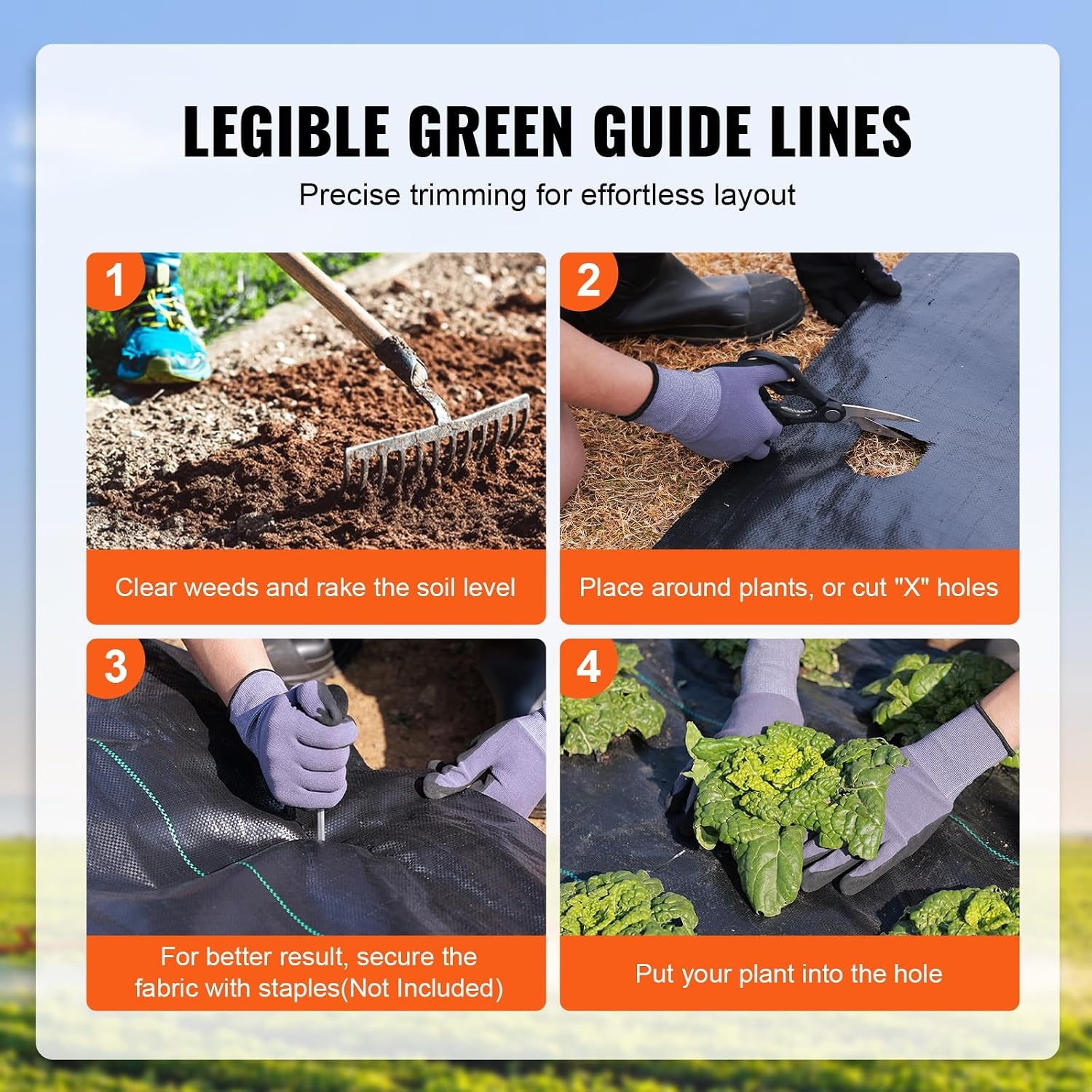 image:imageVEVOR 3x100FT 32oz Weed Barrier Fabric Heavy Duty Landscape Fabric Weed Blocker Fabric Garden Weed Mat Lawn Fabric Weed Control Fabric Driveway Fabric Ground Cover Woven Landscape Cloth Black4FT100FT32OZ