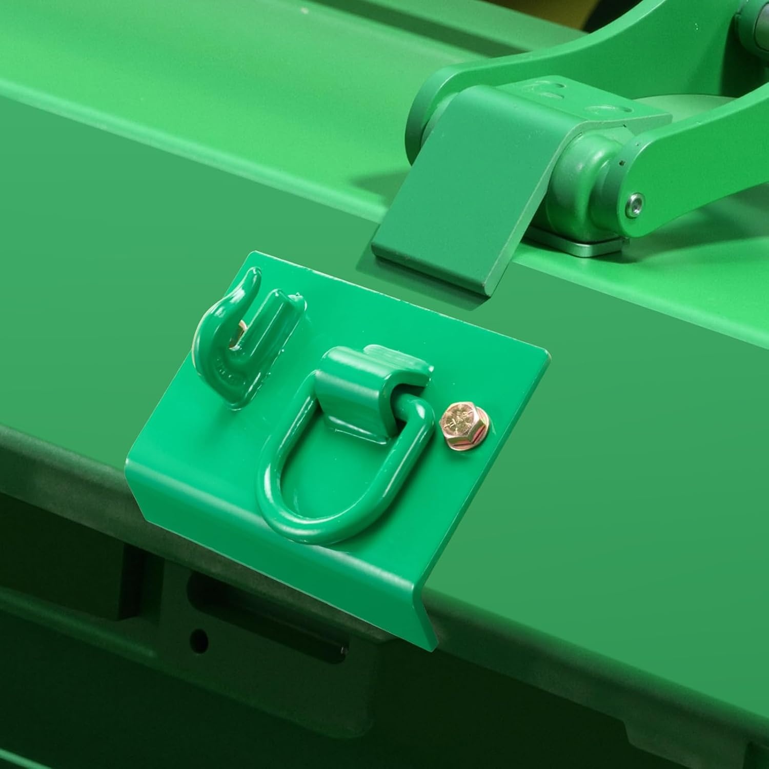 image:imageVEVOR 516 Tractor Bucket Hook with Tie Down Ring Grade 70 Forged Steel 2 Pack BoltOn Grab Hook with Back Plate Compatible for Tractor Bucket RV UTV Truck Maximum Break Strength 12000 lbs Green2PCS Integrated
