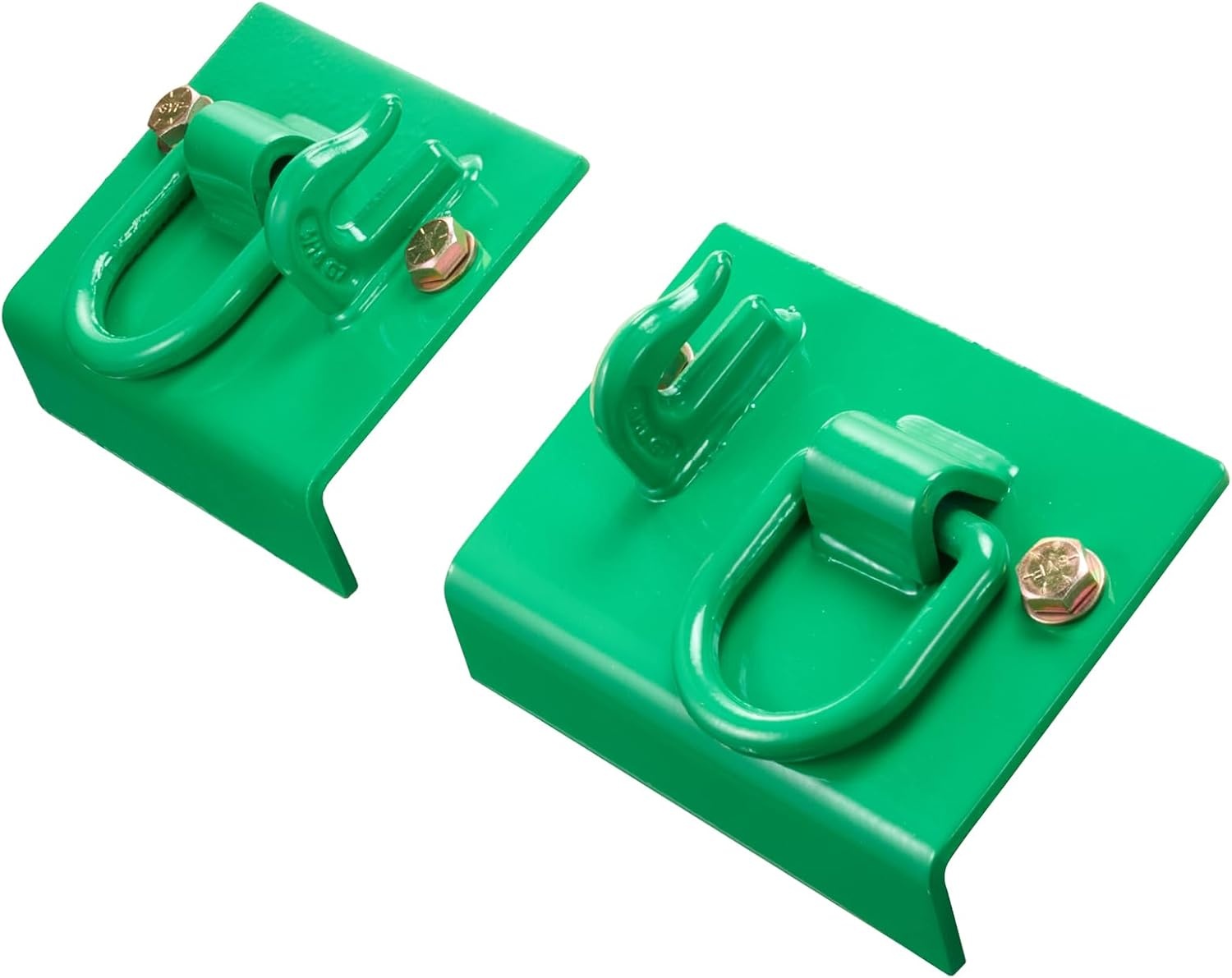 image:imageVEVOR 516 Tractor Bucket Hook with Tie Down Ring Grade 70 Forged Steel 2 Pack BoltOn Grab Hook with Back Plate Compatible for Tractor Bucket RV UTV Truck Maximum Break Strength 12000 lbs Green2PCS Integrated