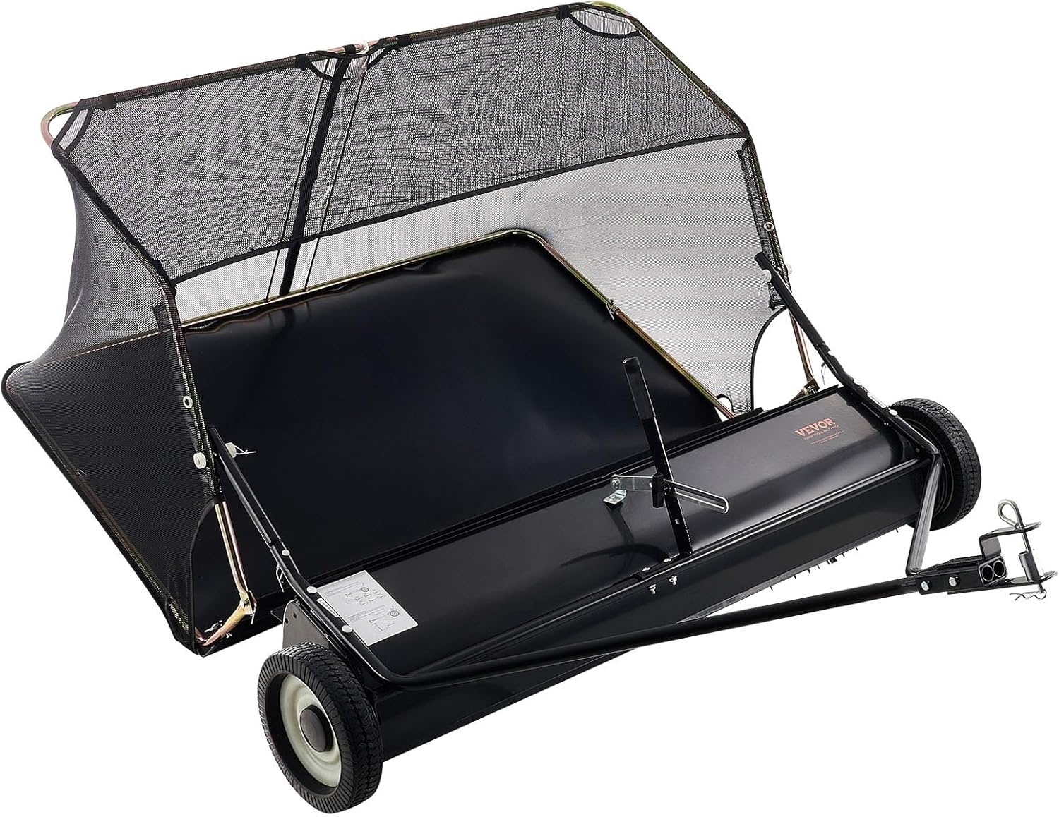 image:imageVEVOR 52 in Tow Behind Lawn Sweeper 26 cuft Large Yard Sweeper Adjustable Sweeping Height Heavy Duty Leaf amp Grass Collector with Dumping Rope Pull Behind Sweepers for Debris Grass Clippings52 Inch