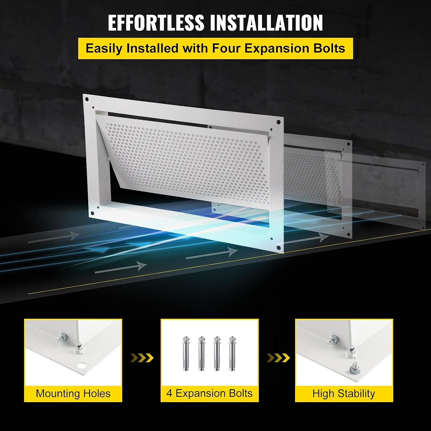 image:imageVEVOR 8x16 Inch Crawl Space Flood Vent Wall Mounted White Foundation Vent to Reduce Flood Risk amp Damage for Crawl Spaces GaragesWhite