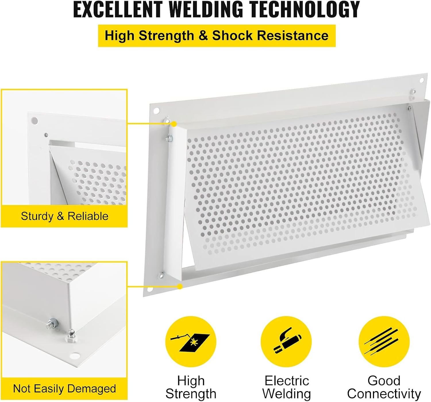 image:imageVEVOR 8x16 Inch Crawl Space Flood Vent Wall Mounted White Foundation Vent to Reduce Flood Risk amp Damage for Crawl Spaces GaragesWhite