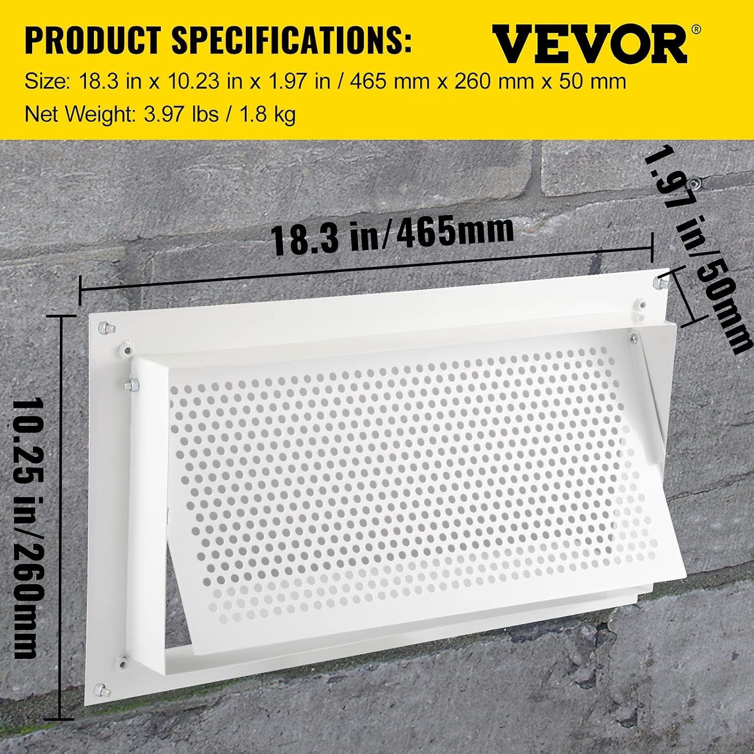 image:imageVEVOR 8x16 Inch Crawl Space Flood Vent Wall Mounted White Foundation Vent to Reduce Flood Risk amp Damage for Crawl Spaces GaragesWhite