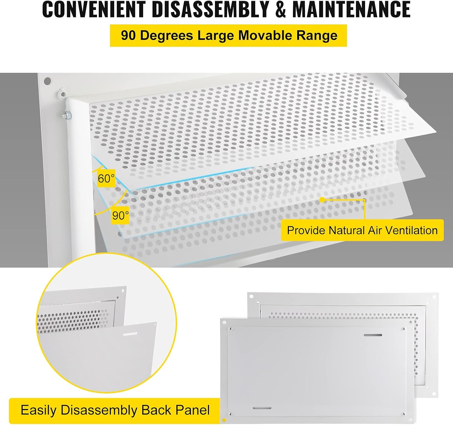 image:imageVEVOR 8x16 Inch Crawl Space Flood Vent Wall Mounted White Foundation Vent to Reduce Flood Risk amp Damage for Crawl Spaces GaragesWhite