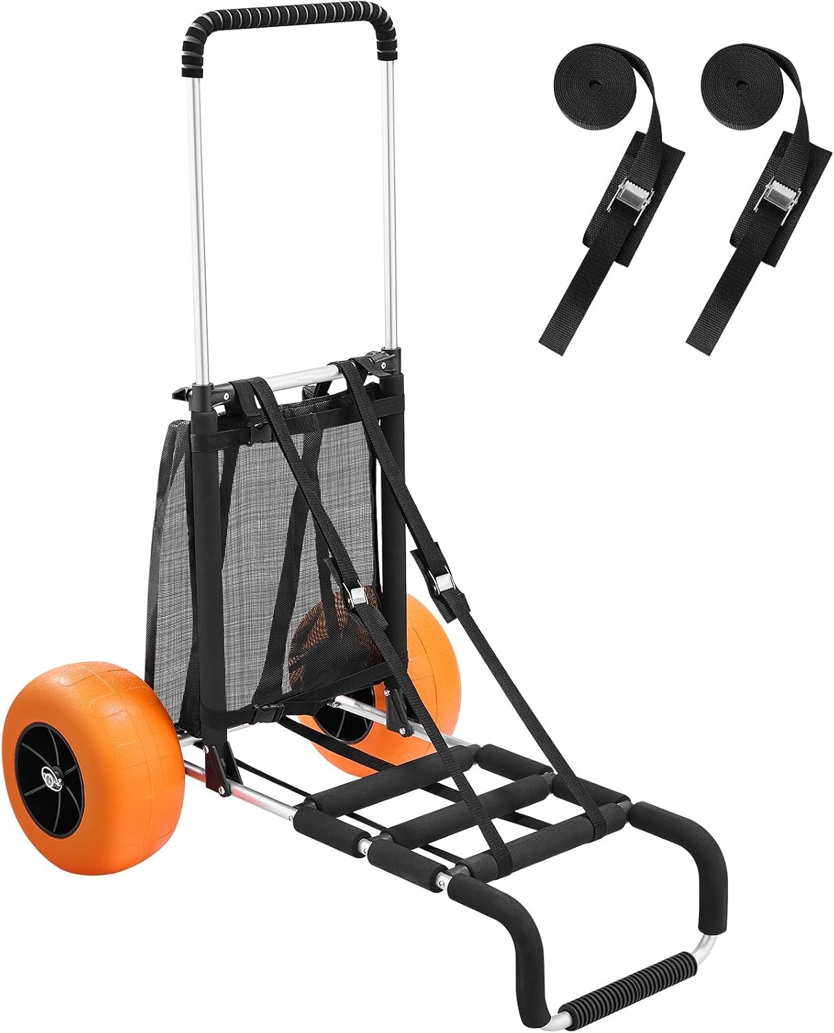 image:imageVEVOR Beach Dolly with Big Wheels for Sand 154 x 157 Cargo Deck w 10 PE Solid Wheels 69LBS Loading Capacity Folding Sand Cart Heavy Duty Cart for Picnic Camping Fishing Beach Gardening30 x 15 Cargo Deck 12 Balloon Wheels