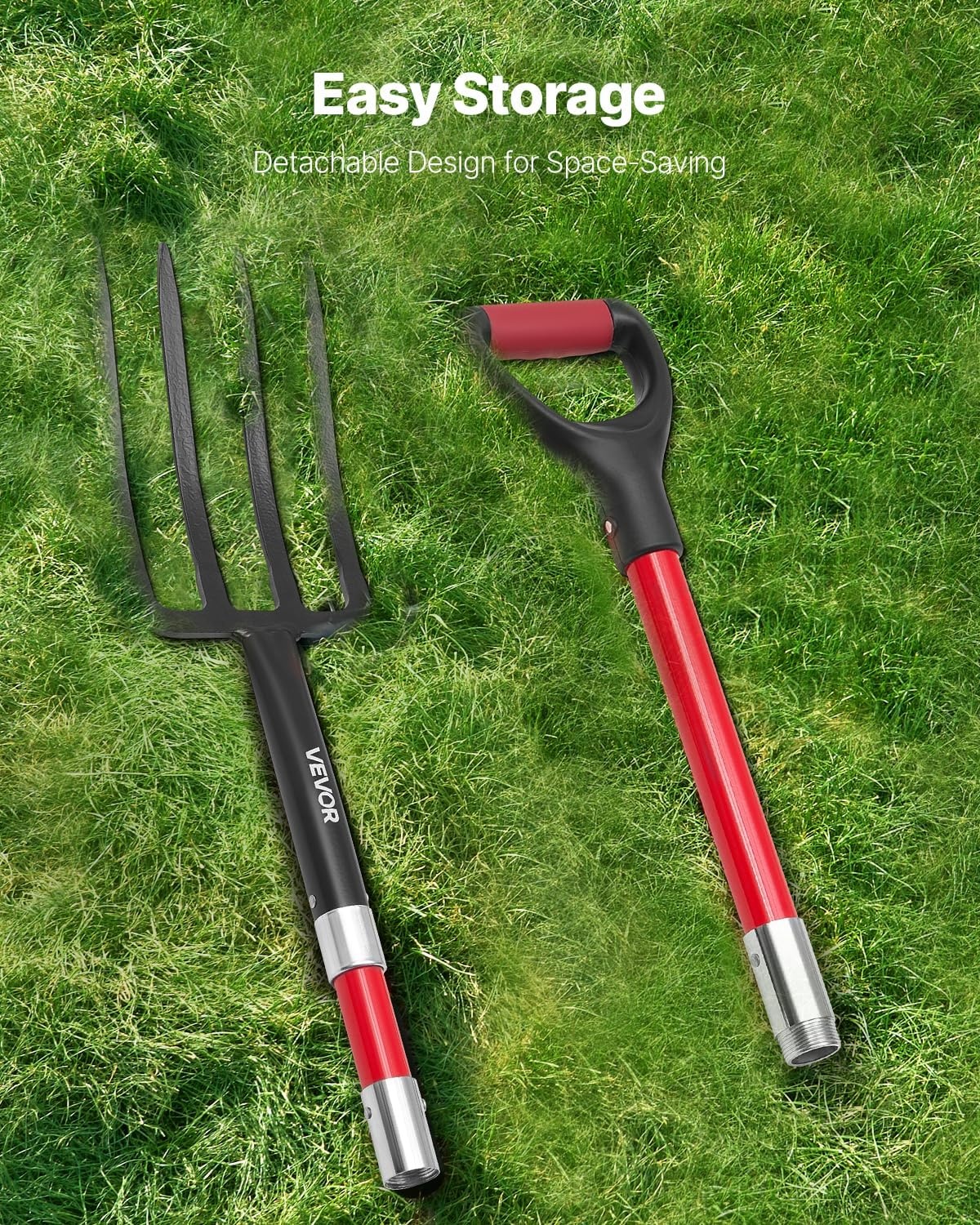 image:imageVEVOR Broad Fork 5Tine Pitchfork with Dual Fiberglass Handles Heavy Duty Garden Fork Ergonomic UShaped Design Broadfork Hand Tiller Gardening Tool for Composting Transplanting Aeration4Tine