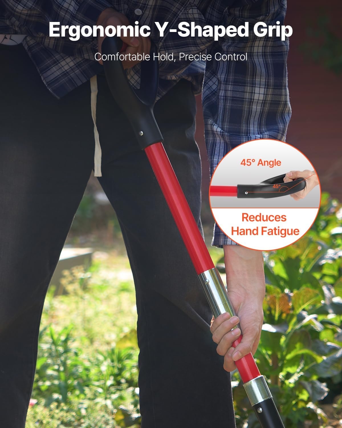 image:imageVEVOR Broad Fork 5Tine Pitchfork with Dual Fiberglass Handles Heavy Duty Garden Fork Ergonomic UShaped Design Broadfork Hand Tiller Gardening Tool for Composting Transplanting Aeration4Tine