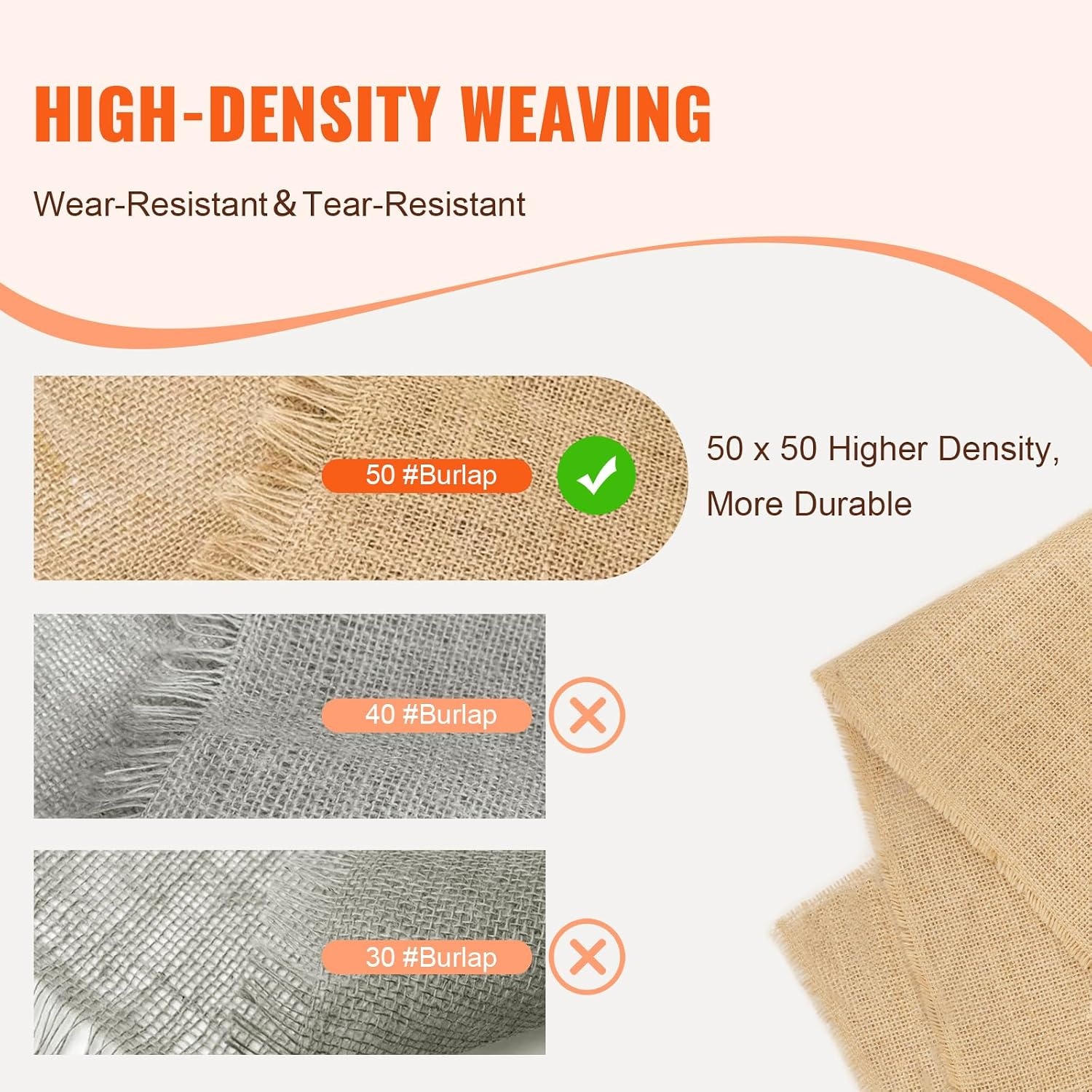 image:imageVEVOR Burlap Fabric Roll 40 x 75 ft High Density Wide Natural Burlap Fabric Rolls Jute Fabric Burlap Tree Wrap Roll for Gardening Home Decor Crafts Plant amp Tree Winter Covering40 inch x 300 ft